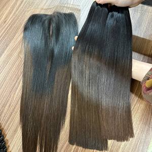 Extensions de cheveux humains bruts ultra-lisses en mèches avec closure en dentelle et frontal en dentelle pour perruques en cheveux humains Lace Front - Product Image 2