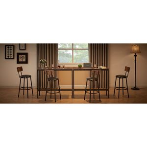 Set Tavolo da Bar Rustico Marrone con 2 Sgabelli da Bar con Schienale Morbido in PU 43.31 L X 15.75 L X 35.43 H - Product Image 6