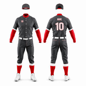 Uniforme de Béisbol para Adultos al por Mayor, Personalizable, de Secado Rápido, Transpirable, Manga Larga, Sublimado, de Poliéster, para Equipos - Product Image 3