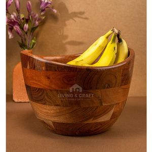 Bol de service artisanal en bois massif pour salade et fruits |   Bol de cuisine en bois rustique de qualité supérieure pour la salle à manger, la décoration intérieure et la vente en gros - Product Image 2