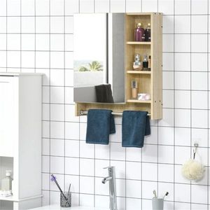 Armadietto a Specchio da Bagno a Parete con 3 Ripiani per Stoccaggio - Product Image 6