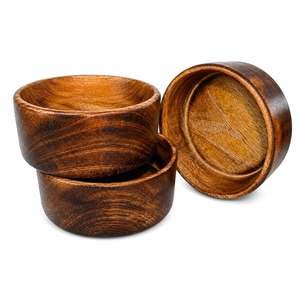 Bol à salade en bois d'émail de manguier avec fourchette et cuillère à salade – Élégance écologique – Bols en bois émaillé pour maisons modernes - Product Image 4