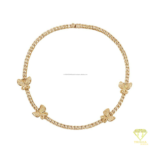 Collier élégant en argent sterling 925 avec diamants de laboratoire sertis à griffes, style tennis, bijoux fins - Product Image 3