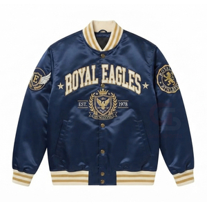High Quality Custom Satin Bomber Jacket Polyester Winter Men and Women Baseball Satin Varsity Jacket For Men - Product Image 1