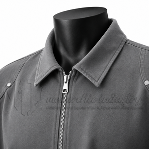 Chemise de travail utilitaire décontractée pour homme, grise, à manches courtes, zippée, en sergé, 100 % coton biologique, printemps, personnalisable OEM ODM - Product Image 6