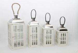 Wholesale Vintage Wooden <b>Lantern</b> Home Decor Rustic Wood <b>Candle</b> Holder Hanging Coastal Decorative Glass <b>Lanterns</b> For Home Decor - Product Image 3