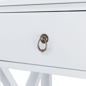 Modern <b>White</b> Side Intersection Style <b>Bedside</b> Table with Two-Layer Drawer Ash Wood Top for Living Room or Apartment ODM Supply - Product Image 5