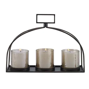 Support à bougie en métal fait main de qualité supérieure avec un attrait artistique et luxueux contemporain, support à bougie en bambou contemporain à effet flottant - Product Image 3