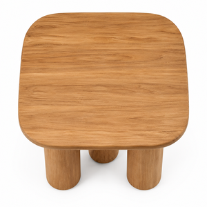 Solid Teak Scandinavian Modern <b>Square</b> Dining <b>Table</b> with Triple Cylindrical Pillar Base Durable Eco-Friendly & Waterproof - Product Image 2