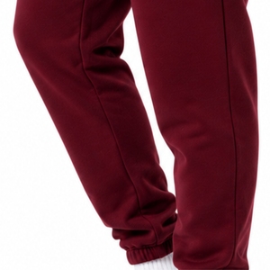 Pantalon de jogging décontracté bordeaux pour homme, taille élastique avec cordon de serrage, imprimé lettres sur la jambe droite, en coton, pour l'automne - Product Image 6