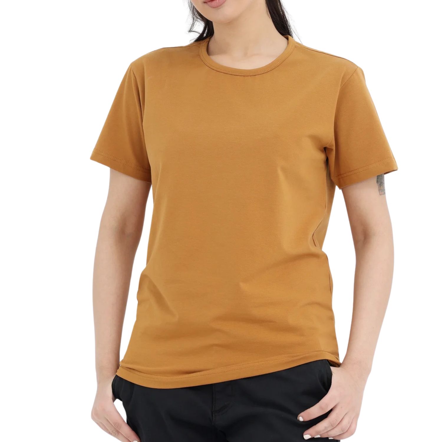 Custom Women Solid Color Round Neck Short Sleeve T Shirt Slim Fit Cotton Casual Summer Basic Top Comfortable Everyday Wear