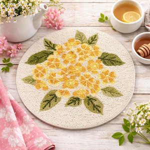 Custom Floral Beaded Satin Table Placemat <b>Round</b> Dining <b>Mat</b> Handmade Decorative Pad for Hospitality - Product Image 2