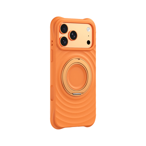 Newest Korean Style Wave Pattern Liquid Silicone Shockproof Mobile Phone Cases for 14 15 16 17 Pro Max Magnetic Bracket - Product Image 4