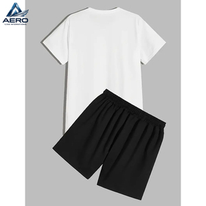 Ensembles T-shirt et short pour hommes, col rond, manches courtes, vente en gros, mode décontractée, été - Product Image 2