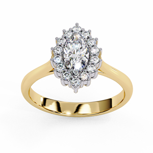 Anillo de Compromiso con Moissanita Corte Marquesa y Halo, Inspirado en el Estilo Vintage, Joyería para Mujer, Ajustable para Bodas y Fiestas - Product Image 4