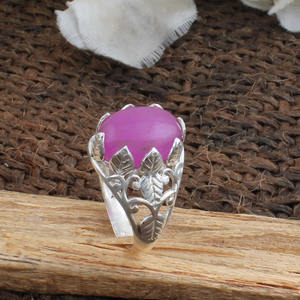 Natural Lavender Purple <b>Jade</b> Flower Ring 925 Sterling Silver Floral Ring Unique Gemstone <b>Jewelry</b> for Women Wedding Gift - Product Image 3
