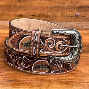 2025 New Customization Hand Tooled Leather <b>Belts</b> for Men High Quality Genuine Cowhide Leather Luxury Designer <b>Belts</b> for Women's - Product Image 2