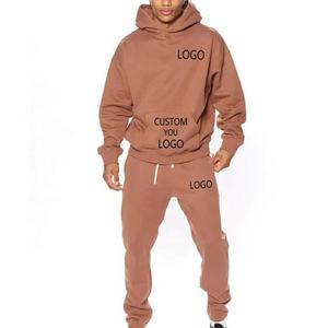 Men's 100% Cotton Casual Solid Winter Tracksuit Set <b>Hoodie</b> Jogger Custom Logo Unisex - Product Image 2