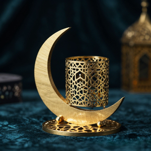 Support décoratif pour bougies chauffe-plat, bougeoir de table, décoration du Moyen-Orient, lanterne de Ramadan, décoration pour le festival de l'Aïd, support en métal - Product Image 5