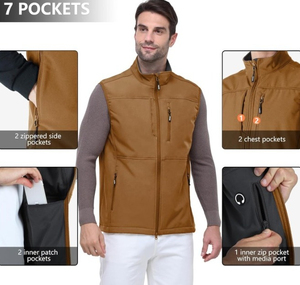 Chaleco Softshell Premium para Hombre - Ropa de Trabajo para Exteriores Resistente al Agua con Diseño de Múltiples Bolsillos - Product Image 4