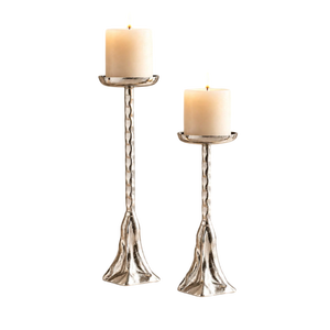 Support de bougie en métal or rose avec sphère sur pied, bougeoir moderne en cuivre pour la décoration intérieure et l'aménagement esthétique - Product Image 5