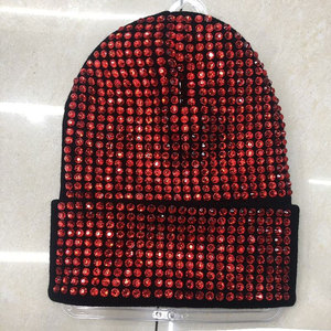 Rhinestone Beanie Hat VIENNA INDUSTRY Unisex Winter Warm Wool Blend Knit Black Silver <b>Red</b> Pink Colorful Sparkle Crystal - Product Image 5