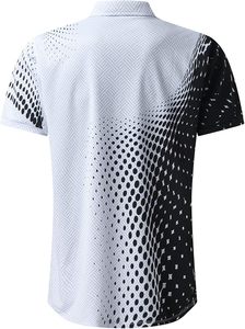 Ensemble polo et short pour homme, motif à pois noir et blanc, tricoté, manches courtes, respirant, décontracté, pour l'été - Product Image 4