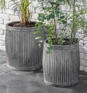 Meilleurs pots de fleurs galvanisés faits à la main, grands pots à plantes, jardinières hautes en acier galvanisé, finition grise, jardinières d'extérieur - Product Image 3