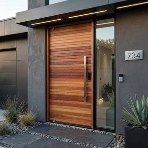 Puerta Pivotante de Madera Mahardika, Moderna, de Madera de Teca, con Listones Horizontales, Minimalista, de Lujo, para Entrada Principal, Puerta Arquitectónica de Entrada - Product Image 5