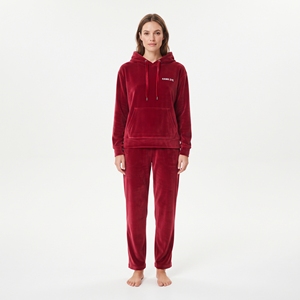 Women's <b>Velvet</b> Hooded Pullover Sweatshirt and Pants Set Casual Winter Solid Color Two Piece Velour <b>Tracksuit</b> - Product Image 5
