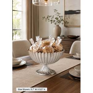 Bol de service en métal fait main avec un design cannelé, style classique pour la présentation des aliments - Product Image 4