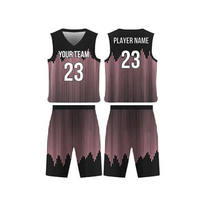 Ensemble de maillots de football personnalisés, impression sublimée, motif vague rose et bleu, col rond, manches courtes, unisexe, adulte, polyester respirant - Product Image 3