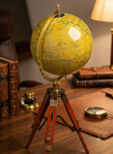 QG Enterprise BGP Model Vintage Antique Style World Globe Adjustable Tripod <b>Stand</b> Brass Meridian Ring <b>Rotating</b> Paper Metal - Product Image 2