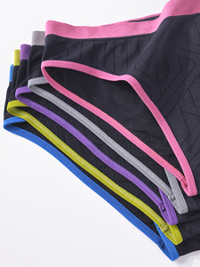 Culotte gainante gaufrée pour femme, violet et noir, maintien moyen, respirante, lingerie tricotée, ajustement sans couture - Product Image 6