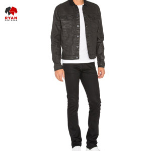 Ryan Pro Gear <b>Customized</b> Design <b>Denim</b> <b>Jacket</b> for Men with <b>Customized</b> Logo ODM Design Stand Collar - Product Image 3