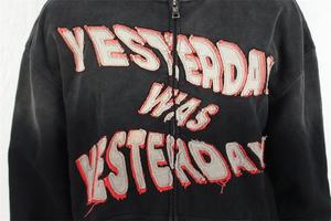 Sweat-shirt à capuche zippé noir pour homme, imprimé « Yesterday Was Yesterday », décontracté, coupe classique, en coton tricoté, pour l'automne - Product Image 2