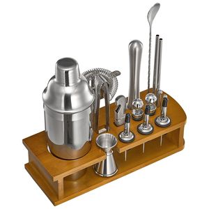 18-Piece Stainless Steel Cocktail Shaker Set <b>Bar</b> <b>Tools</b> with Bamboo Stand Martini Bartender Kit & Mixer Spoon-Jigger Included - Product Image 1