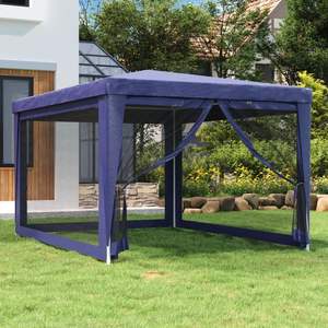 Blue 9.8'x13.1' HDPE <b>Wedding</b> & <b>Party</b> <b>Tent</b> with 4 Mesh Sidewalls - Product Image 1