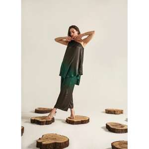 Ensemble deux pièces sans manches pour femmes, haut et pantalon dégradés, tenue élégante et décontractée pour les soirées - Product Image 1