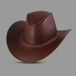 Sombrero de caballero para carreras de caballos al aire libre, personalizado, de cuero brillante, estilo vaquero del oeste, de gran venta - Product Image 1