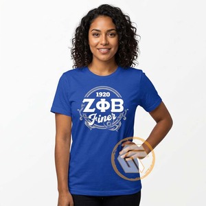 GREEK TREASURES เสื้อยืดคอกลมผ้าเจอร์ซีย์ปักลายตัวอักษรสำหรับผู้หญิง Zeta Phi Beta Sorority ระบายอากาศได้ดี ผลิตจากผ้าฝ้าย 100% - Product Image 3
