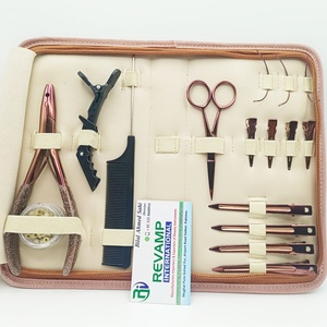 Rose Gold Hair Extension Tools Kit Stainless Steel Pliers Needle Clips Scissor Tool <b>Set</b> for Micro Ring Nano <b>Bead</b> Extensions OEM - Product Image 2