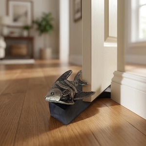 Tope de puerta de bronce con diseño de pez, estilo tradicional asiático, de madera duradera, pomo decorativo para puerta de entrada, para uso en baño y cocina - Product Image 3