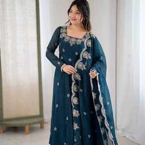 Ramdev Trading Heavy Silk Quick Dry Modern Style Women's Kurta/<b>Kurti</b> for Wedding/Party/Diwali Occasions All Seasons - Product Image 1