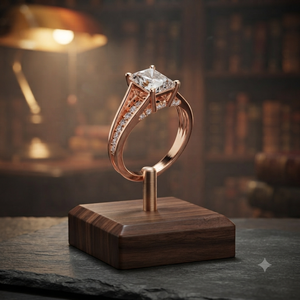 Rose Gold Radiant Cut <b>Diamond</b> Engagement <b>Ring</b> with Pavé Side Stones for Women Bridal Fine Jewelry - Product Image 1