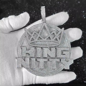 Luxury King Nitty <b>Crown</b> Pendant <b>silver</b> + moissanite Plated Crystal design with <b>silver</b> Hip Hop Unisex Charm Jewelry pendant - Product Image 1