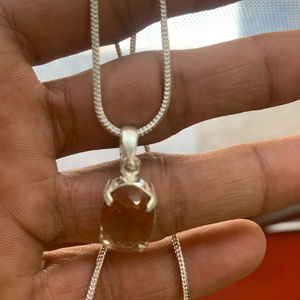 Colgante de plata alemana hecho a mano con piedra preciosa de calidad AAA a bajo precio, joyería para mujer, piedra preciosa ovalada marrón. - Product Image 1