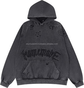 Sudadera con capucha estilo Hip Hop Y2K 100% algodón forrado Digital y serigrafía patrón sólido Ajuste de gran tamaño para invierno - Product Image 2