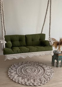 <b>Macrame</b> Balcony Swing, Garden Chair, Hanging Chair, Rocking Bed Swing, Hanging Porch Swing, Balcony Swing, Farmhouse Swing - Product Image 2