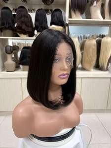 Peluca Bob de Cabello Virgen Chino con Frente de Encaje, Base de Encaje y Encaje Transparente, 150% de Densidad, Tamaños Pequeños y Grandes - Product Image 3